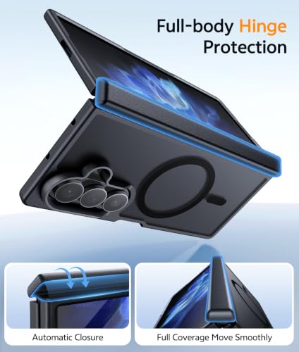 Image of FNTCASE for Samsung Galaxy Z Fold 7 Case: Galaxy Z Fold 8 Ultra Case [Hinge Protection + Screen Protector] [Fit for Magsafe] Military Grade Drop Protective, Translucent Matte Phone Cover - Black