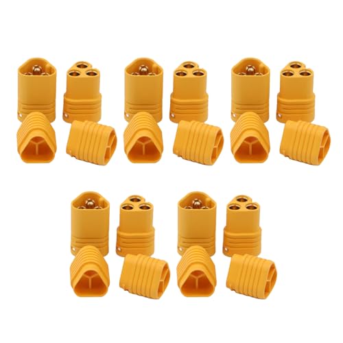 Amass 5Pairs MT60 3.5mm 3 Pins Bullet Connector Male Female with Housing for RC ESC Motor Car Boat Quad
