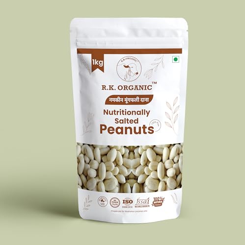 Image of R K Organic Jumbo Roasted salted Peanut, Desi Singdana, 1kg | Salted & Roasted | 100% Natural Snack | Rich in Protein & Fiber (Pack Of 1)