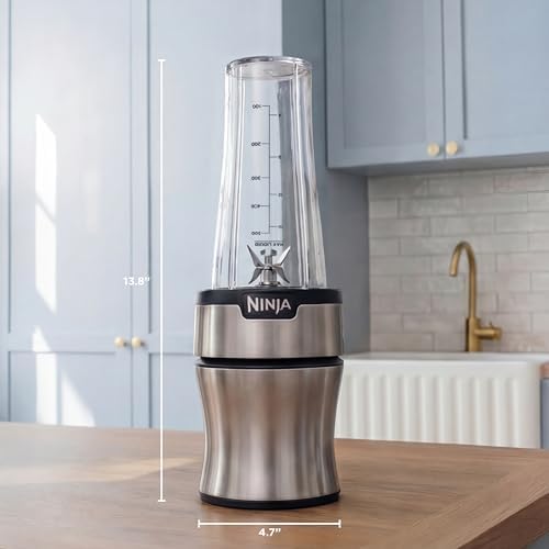 Ninja Nutri-Plus Personal Blender | Compact Push to Blend | Make Frozen Drinks, Smoothies, Sauces & More | With (3) 20 oz. To-Go Cups, (2) Spout-Lids & (1) Storage-Lid | 900 Peak Watt | Silver | BN301 8