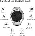 Wireless Wearable Waterproof Wrist Portable Bluetooth Speaker Watch Multifunction FM Radio and MP3 Player and Ultra-Long Standby Time for Selfie and Running, Hiking, Riding-Riding-(Silver)