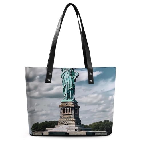 Leather Tote & Crossbody Bag for Women NYC Statue of Liberty