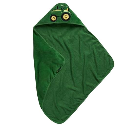 John Deere Baby Boys' Tractor Hooded Towel, Green, One Size