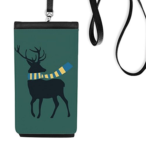 Sac téléphone cuir élan Noël avec bandoulière élégante noir pour femme