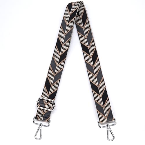Image of S&loyoe Silver bucklePurse Straps Replacement Crossbody Bag Strap Adjustable Wide Guitar Straps for Handbags 1.5inch (Arrow Dark Gray Silver)