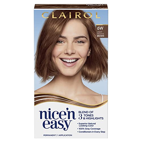 Clairol Nice’n Easy Permanent Hair Dye, 6W Light Mocha Brown Hair Color, Pack of 1 Beyond