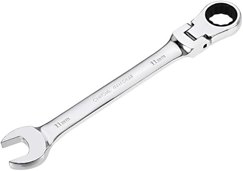 Miniatura 1 de uxcell Llave combinada de trinquete de cabeza flexible de 0.433 in métrica 72 dientes 12 puntos trinquete caja terminada herramientas de llave