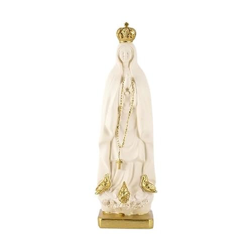 Figura Madonna di Fatima Resina Dipinto a Mano e 20 cm crema oro