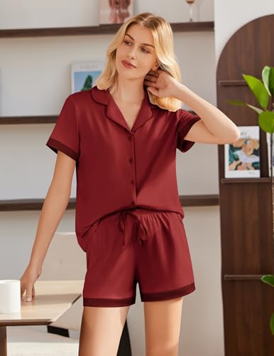Image of Ekouaer Womens Button Down Pajamas Set Short Sleeve Sleepwear 2026 Summer Soft 2 Piece Lounge Sets