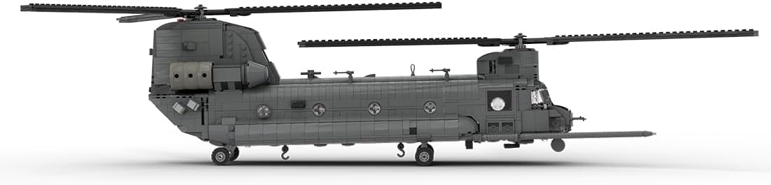 The CH-47 Transport Helicopter Building Blocks Set, 1/35 Scale MOC-227856 Military Helicopter Building Model, 2192Pcs Brick Transport Aircraft Model (Dark Gray)