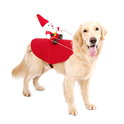 DECDEAL Traje de Papai Noel Montando em Cachorro Natal Animais de Estimação Roupas Cachorro Casaco d