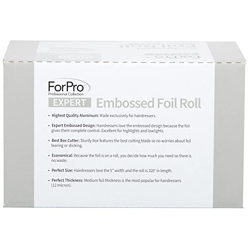 Forpro Expert Embossed Aluminum Foil Roll, 320 Ft Hair Foils For Color Application And Highlighting Services, Silver, Medium, 5" W #TOP3