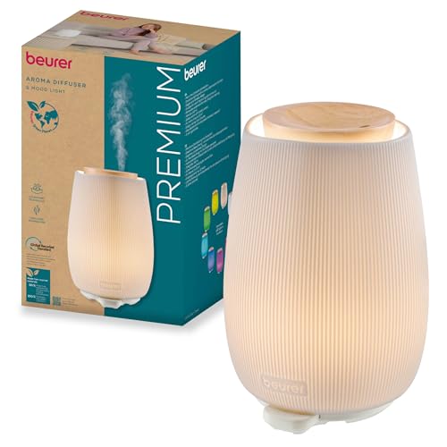 Beurer LA 45 Aroma Diffuser für ätherische Öle, 2-stufiger Ultraschall-Vernebler zur Aromatherapie, Stimmungslicht in 9 Farben, Keramikgehäuse &...
