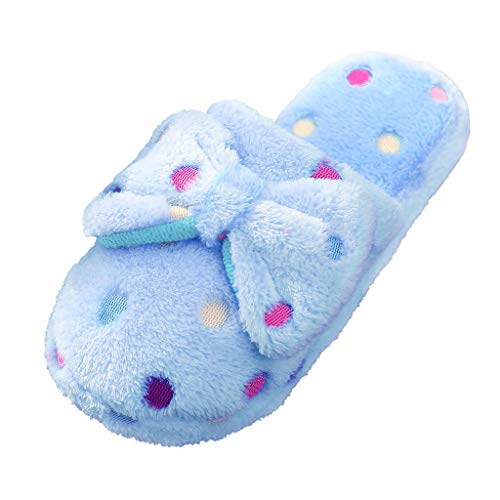 Cute Bow Slippers for Women Indoor Outdoor Fleece Lining Memory Foam House Slippers Slip-On Cute Fall Winter Shoes