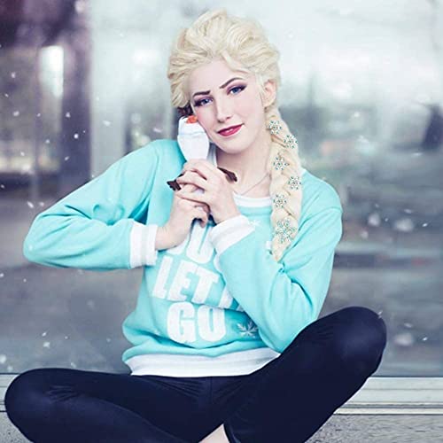 Anogol Hair Cap + ( 6 Hairpins ) Blonde Cosplay Wig Party Braid Costume Wig For Halloween Party For Princess Wig #TOP4