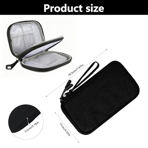 QiXinGYL Kabeltasche Organizer, Tech Pouch, Elektronische Taschen für Kabelorganizer Reise, Doppellagige Tragbare Ladekabel Organizer für Elektronik USB Powerbank Kabelaufbewahrungstasche(Schwarz)