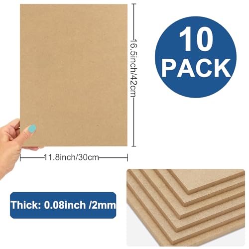 Acidea MDF-Holzplatte für Basteln, A3-2 mm dicke MDF-Platten, 42 x 30 cm, mitteldichte Faserplatte, unbehandeltes Holz, Masonitplatte, leere Hartfaserplatten, Spanplatten für Heimwerker, Malerei