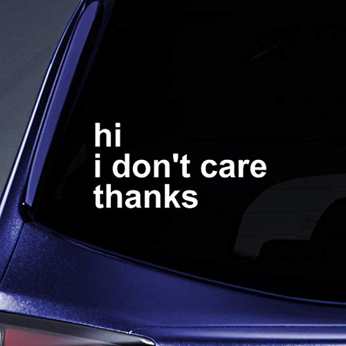 Bargain Max Decals Hi I Don't Care Sticker Decal Notebook Car Laptop 5.5" (White)