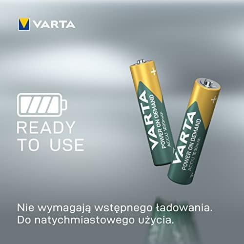 VARTA Baterie AAA, ładowalne, opakowanie 16 szt., Recharge Accu Power on Demand, ładowalna bateria, 1000 mAh Ni-MH, bez efektu pamięci, fabrycznie naładowane, gotowe do użycia [Wyłącznie w Amazon]
