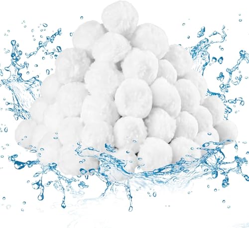BTONGE Bolas de Filtro para Piscina 1400 g, Bolas de Filtro para Sistemas de filtración de Arena, 45 kg de Arena de Cuarzo, Bolas de Filtro Reutilizables Steinbach Pool con Red de Lavado
