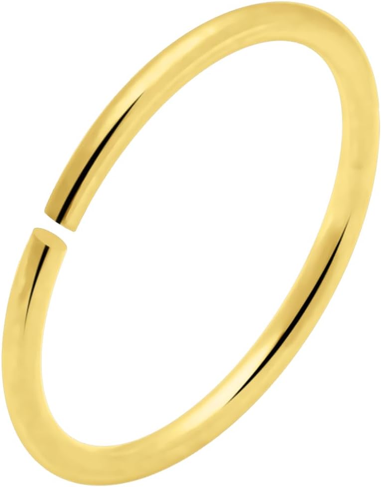 AZARIO LONDON9K Solid Yellow Gold 20 Gauge - 6MM Diameter Seamless Continuous Hoop Nose Ring Piercing Jewellery