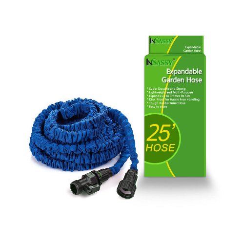 InSassy (TM Flexible Expandable Garden Hose, 25 FT (Blue)