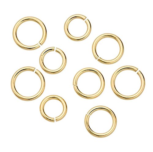 50 anillos de salto redondos abiertos de 10 mm (calibre 20), latón chapado en oro de 14 quilates para hacer manualidades de joyería CF84-10 Cover