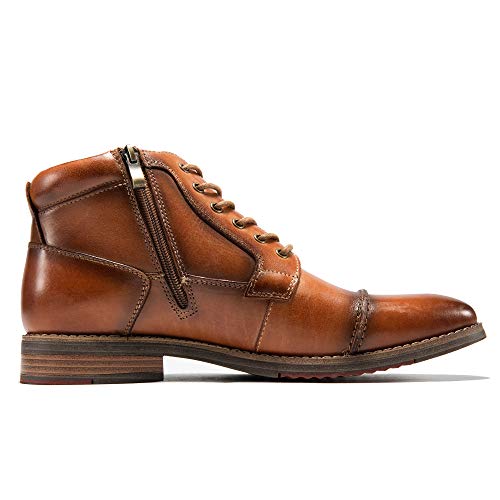 Arkbird Mens Oxford Leather Dress Boots Classic Cap Toe Side Zip Mid Top Casual Ankle Boots for Men2