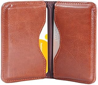wisdompro Business Card Holder (10.2 x 6.4 cm), PU Leather & Metal Name Card Holder Wallet Case with Magnetic Closure for Men and Women - Black / Black Thread