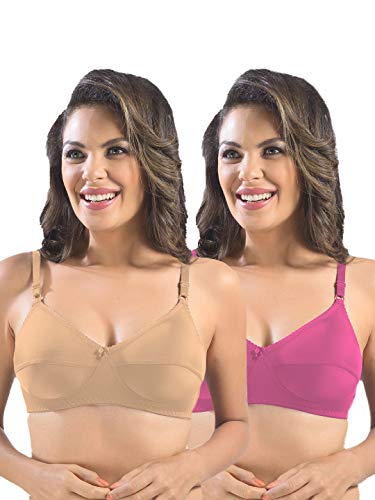 Image of SONARI Womens Cotton Everyday Bra | Non Padded, Wire Free, Comfortable Bra with Seamed Cups | Medium Coverage, Hook and Eye Closure for Everyday Wear | Adjustable Strap for a Customized Fit - Loreal