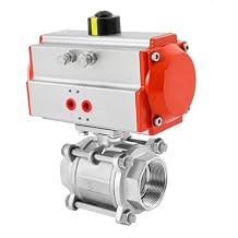 2 Inch Pneumatic Actuated Ball Valve 304 Stainless Steel 3 Piece Single Acting Pneumatic Ball Valve Single Acting Spring Return Valve for Food, Beverage, Chemical 2" Single Action