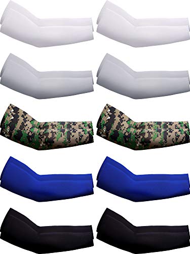 Boao 10 Pairs UV Sun Protection Arm Sleeves for Men Women to Cover Arms Cooling Ice Silk Breathable Compression Sleeves for Men Outside Golf Sports Work