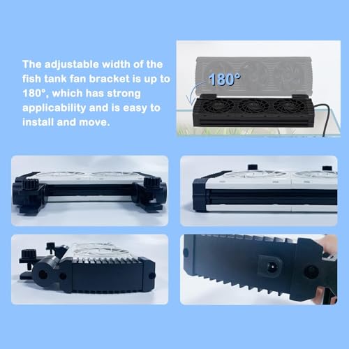 Image of Aquarium Chiller Fan, 4 Powerful Fish Tank Cooling Fan with Adjustable 5 Speed Controller 5 Timer Setting, Aquarium Chiller 180 Rotation Aquarium Cooler (3 Fans-Black)