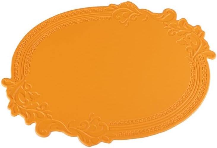 Oval Embossed Leather Placemat Retro Placemat Non-Slip Heat Insulation Western Placemat Table Mat(Orange)
