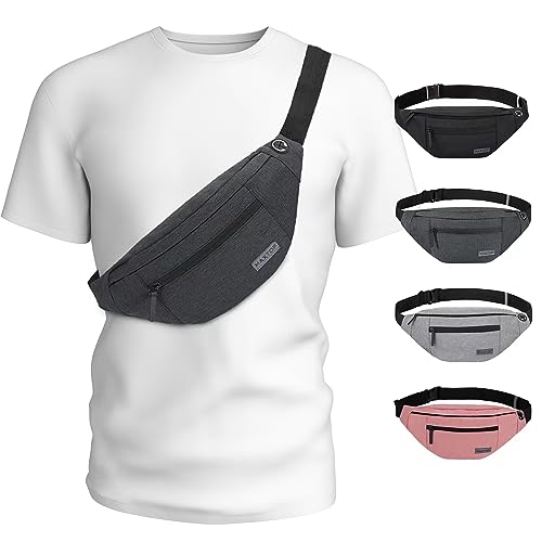 Crossbody Fanny Pack Belt Bags Women Men Shoulder Sling Bag with 4-Zipper Pockets,Gifts for Enjoy Sports Festival Workout Traveling Running Casual Hands-Free Waist Pack Carrying All Phones, Large