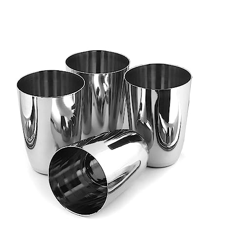Image of Ajay's Shoppe Stainless Steel Water Glass | Unbreakable Heavy Gauge Steel Glass for Drinking and Serving Water, Cold Drink & Juice (Set of 4)