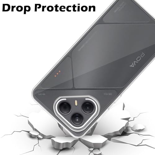 Image of COVERBLACK Flexible Rubber Case Back Cover Compatible for Tecno LJ7 / Pova 7 5G - Transparent