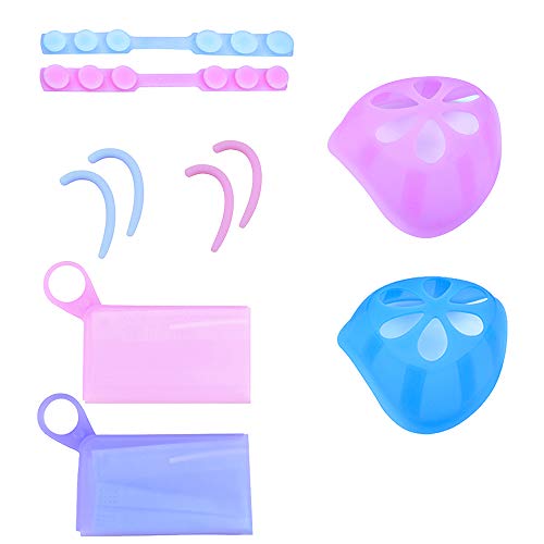 LZYMSZ Lot de 8 accessoires de protection du visage en silicone avec clip de rangement réglable, crochet d'oreille et support intérieur 3D plus facile à respirer