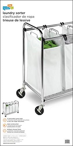 Honey-Can-Do Heavy Duty Quad Rolling Laundry Sorter Hamper, Chrome/White