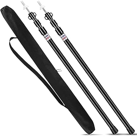 YDPlaier Tarp Poles Set of Two, Adjustable Awning Poles for Tent Fly, Camping, Shelter, Awning, RV Car & Motorcycle Camping, Garden, Strong Aluminum 230CM with Zipper Bag (Black) Cover