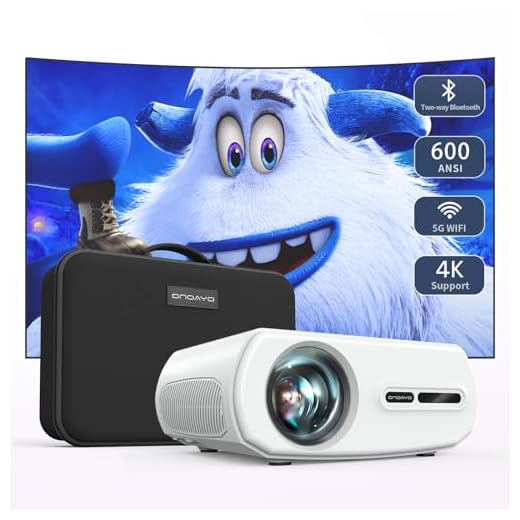 Projector with 5G WiFi and Bluetooth: 480 ANSI Outdoor Projector-4K Support 18000L 400" Native 1080P ONOAYO, ±50°4D Auto-V Keystone & Zoom Sealed Home Movie Portable Mini Projector for Phone, PC
