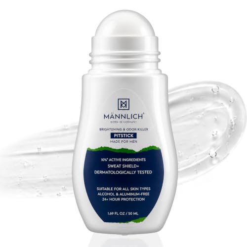 Image of Mannlich Underarm Roll-On for Men, 2% Kojic & Salicylic Acid, Lactic Acid, Alpha Arbutin, 4% AHA & BHA | Brightens Skin, Reduces Pigmentation, Exfoliates & Prevents Body Odor | Alcohol & Aluminum Free, Dermatologically Tested- 50ml