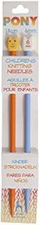 Pony Children's Coloured Knitting Pins: Single-Ended: Plastic: 18cm x 6.00mm: Orange/Blue, Multi, 5.1 x 4 x 24.05 cm