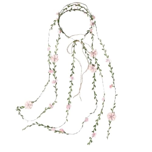 Bohemian Rattan Flower Vines Crown Headband for Bride Wedding Hair