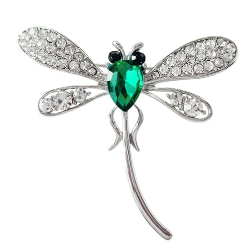 Broche ailes de libellule plaqué or 18k cristaux multicolores opale