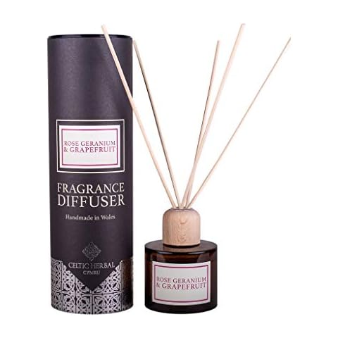 Celtic Herbal Rose Geranium & Grapefruit Reed Diffuser 100ml | for a Floral, Calming Room Scent | Handmade in Wales Cover