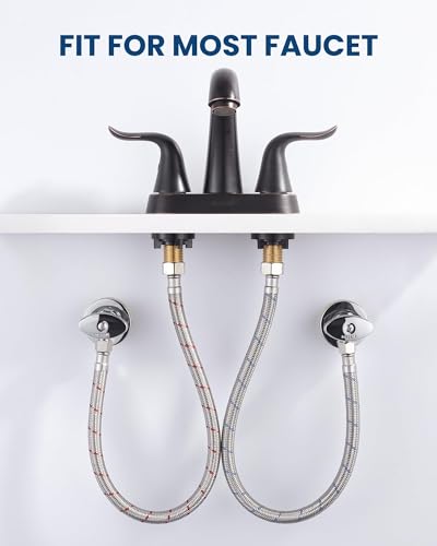 ALEASHA 20'' Length Faucet Supply Line, Stainless Steel Braided cUPC Sink Hose with G1/2" FIP x 3/8" Compression Supply Hose for Sink Faucet Bathroom Kitchen Faucet Connector Water Supply Line 2 PCS