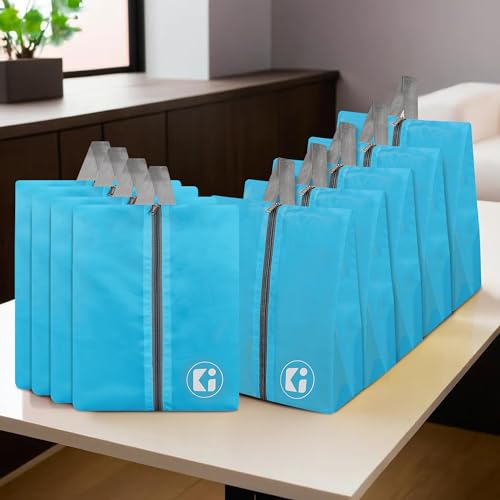 Image of Kuber Industries Pack of 9 Travel Organizer | Travel Carrying Bag | Toiletry Pouch with Zipper | Shoe Cover for Travel-Hiking-Adventure | Multipurpose Storage Organizer Bag | Sky Blue