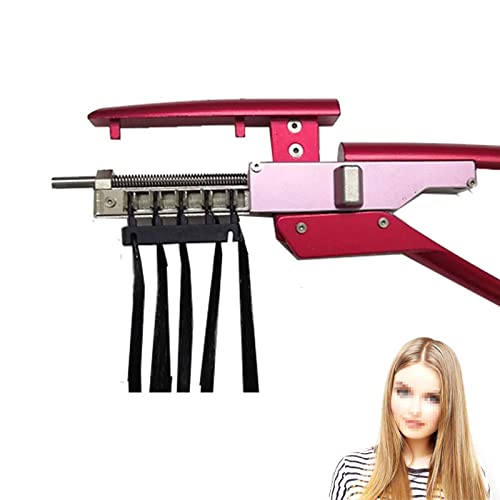 6D Hair Extensions Machine Kit, 2nd Generation Human Hair No-Trace Hair Extensions Tool Beauty Salon Equipment, Easy to Use Hair Keratin Hair Extension Tools for Hair Salons (Color : 5-red)