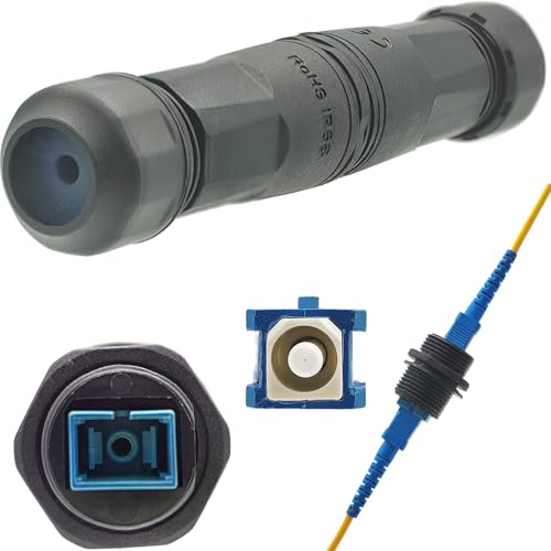 Conector fibra SC-UPC, CTRICALVER acoplador SC comúnmente utilizado para enrutadores conmutadores, conector cable fibra impermeable IP68, interfaz azul Conector fibra óptica un solo núcleo (1unidad)
